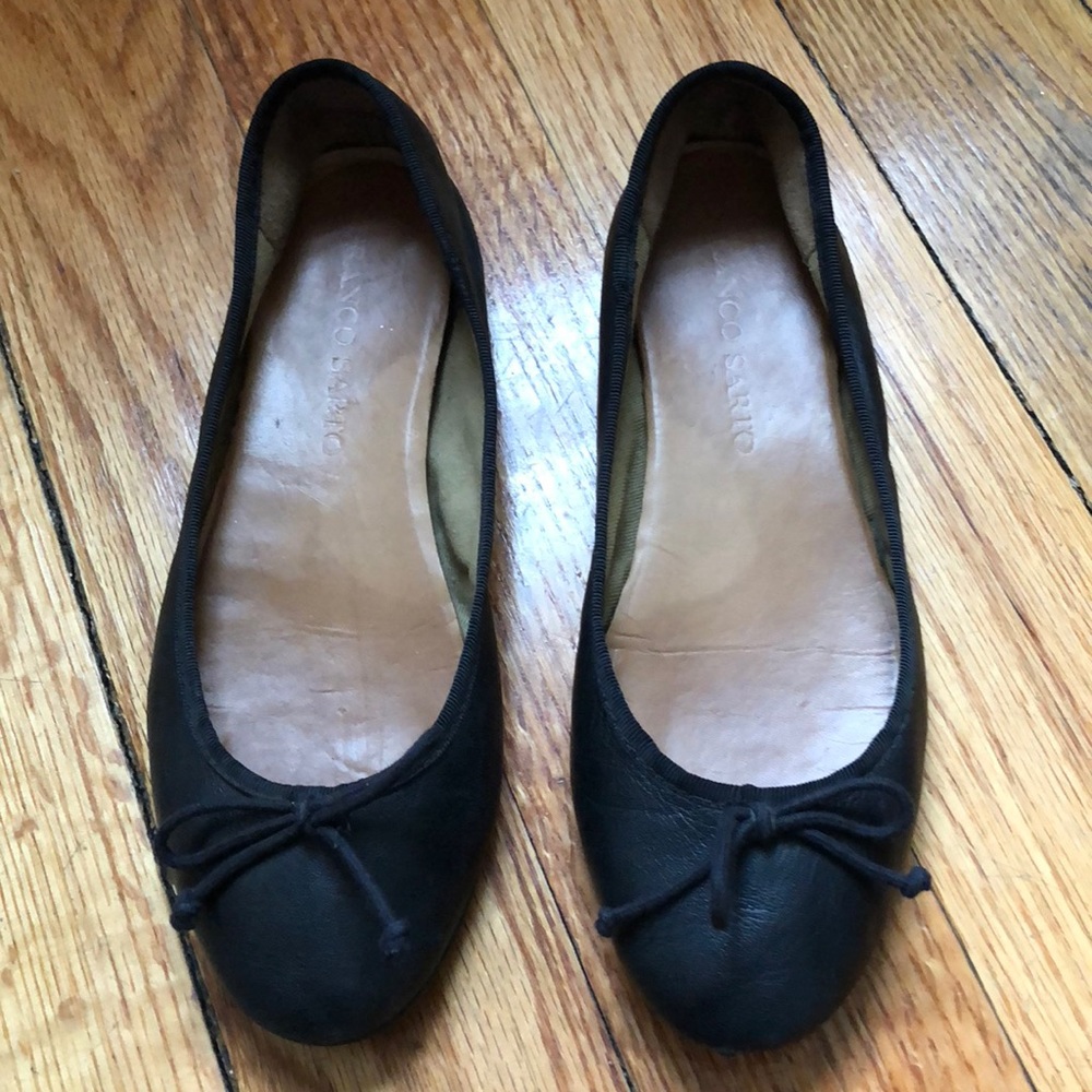 Franco Sarto black leather ballet flats